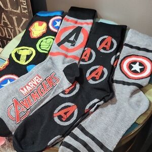 Marvel Avengers Men's Casual Socks - Black, Red, Gray, Green 4 Pair NWOT
